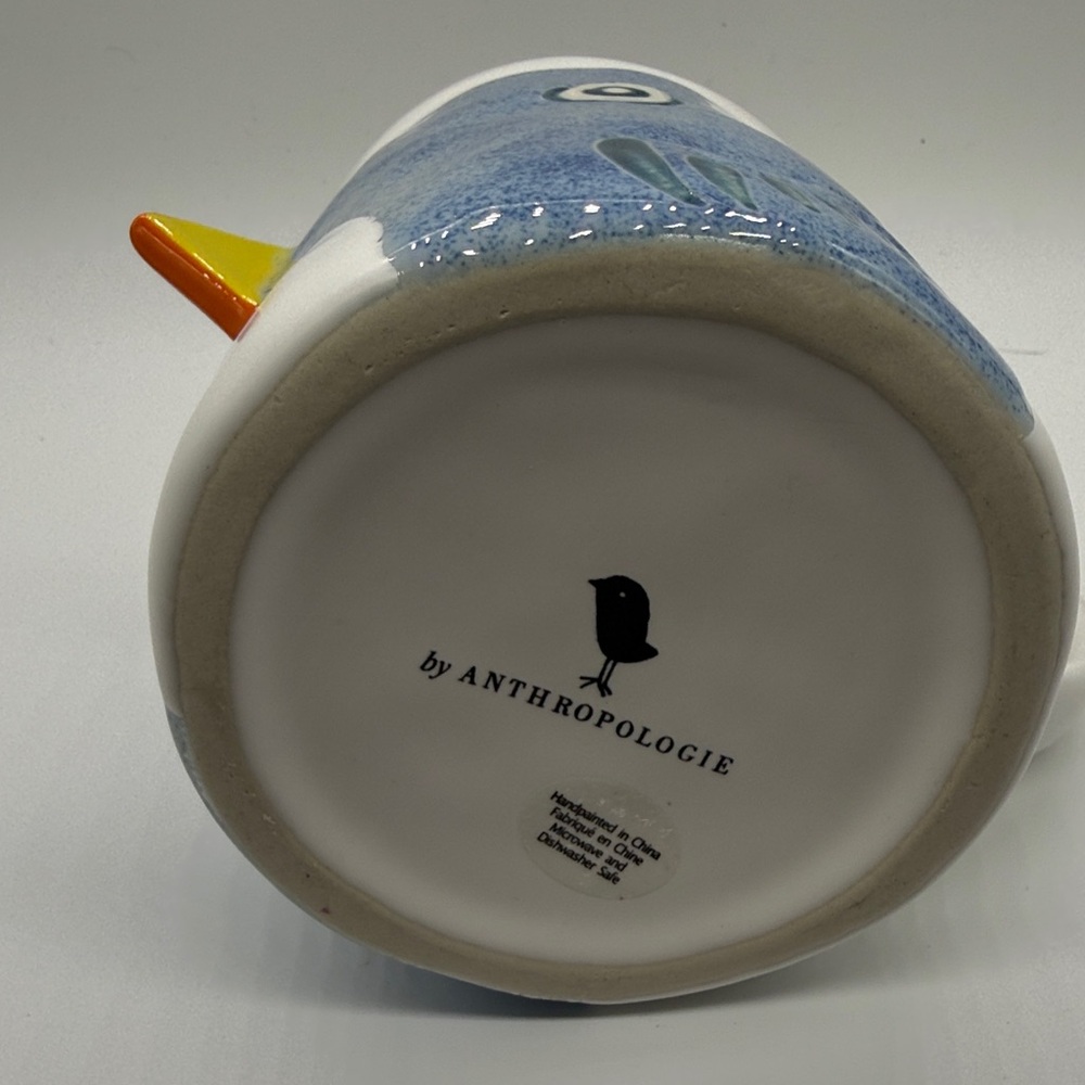 Anthropologie White Mug with Blue Bird and Yellow-Orange Beak - Picture 6 of 8